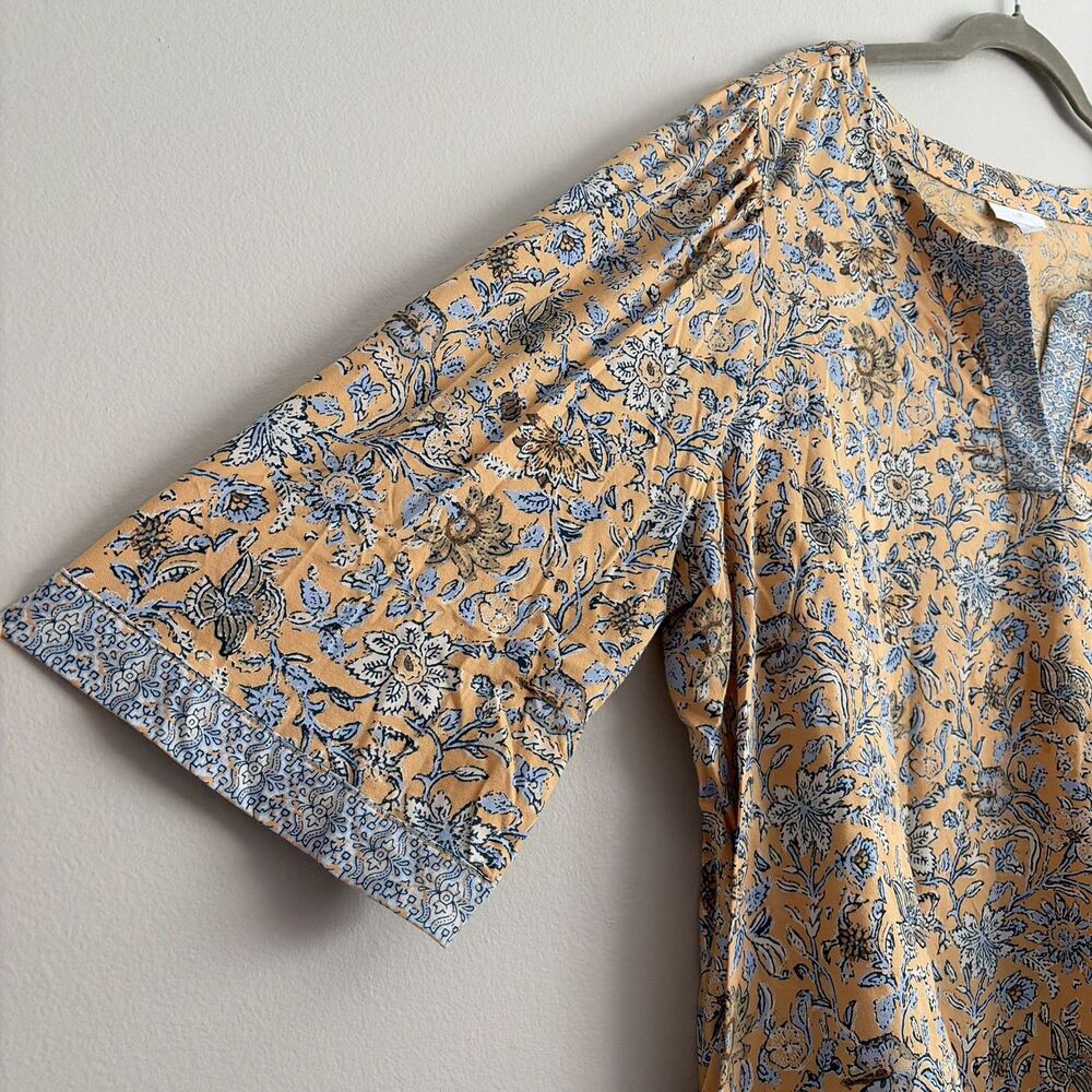 J. Jill Womens Plus Yellow Floral 3/4 Sleeve Top Size 2X 100% Cotton Cottagecore - Picture 3 of 6
